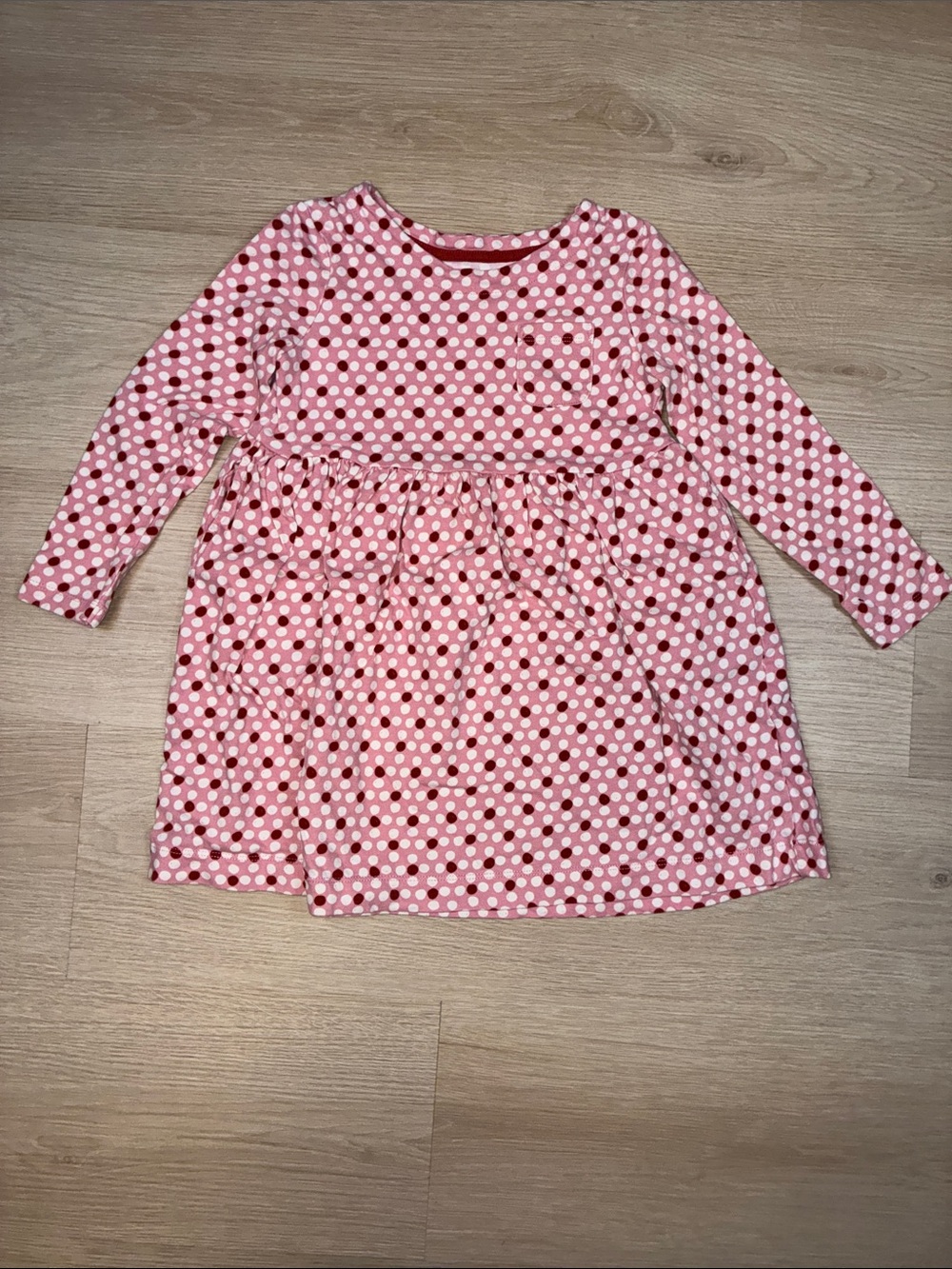 Mini Boden Pink Polka Dot Long-Sleeve Dress